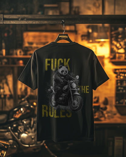 Biker T-Shirt panda fuck the rules Rücken