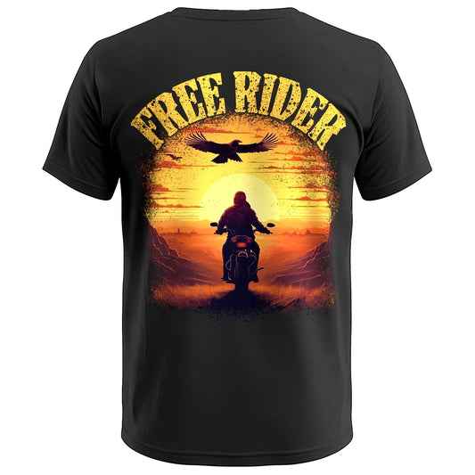 Biker T-Shirt free rider sunset Rücken