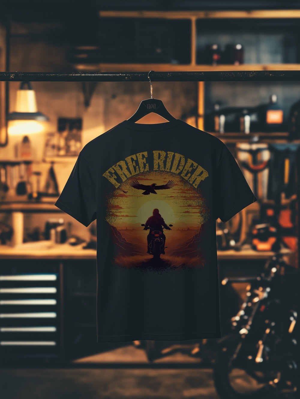 Biker T-Shirt free rider sunset Rücken