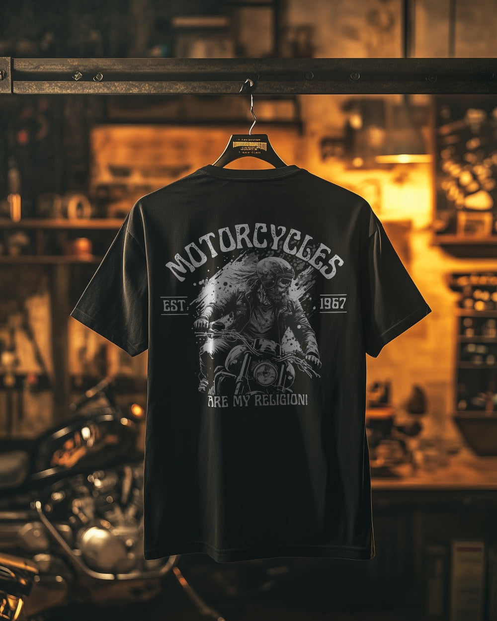 biker T-Shirt motorcycles are my religion Rücken