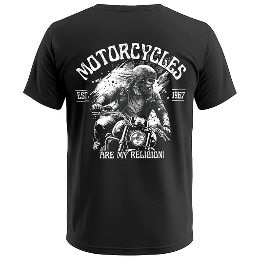 biker T-Shirt motorcycles are my religion Rücken