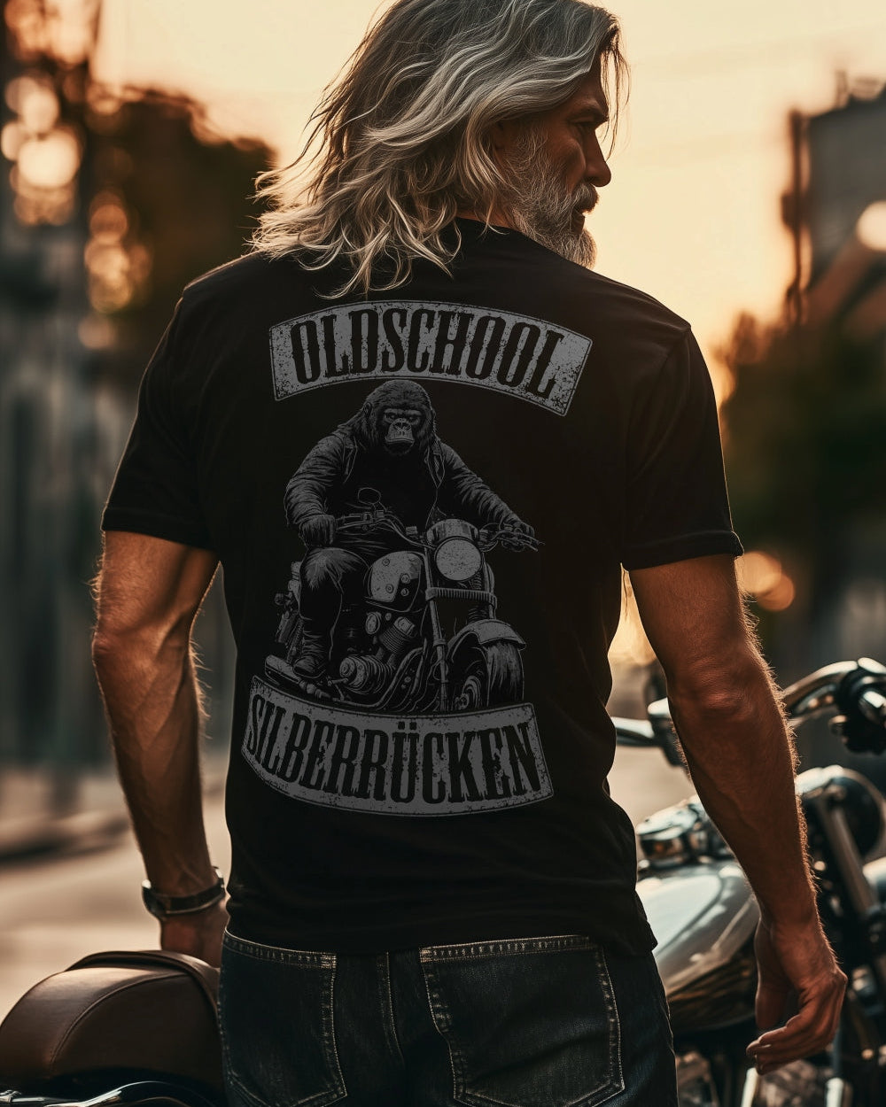 Biker T-Shirt old school Silberrücken Rücken