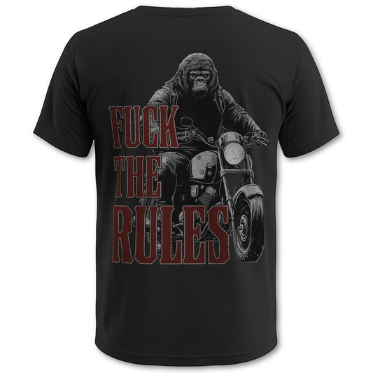 Biker T-Shirt gorilla fuck the rules Rücken