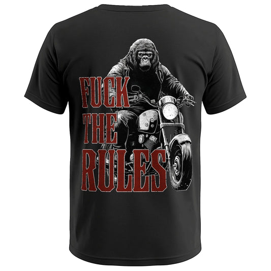 Biker T-Shirt gorilla fuck the rules Rücken