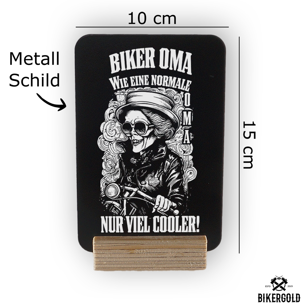 Metall-Aufsteller Biker Oma 1