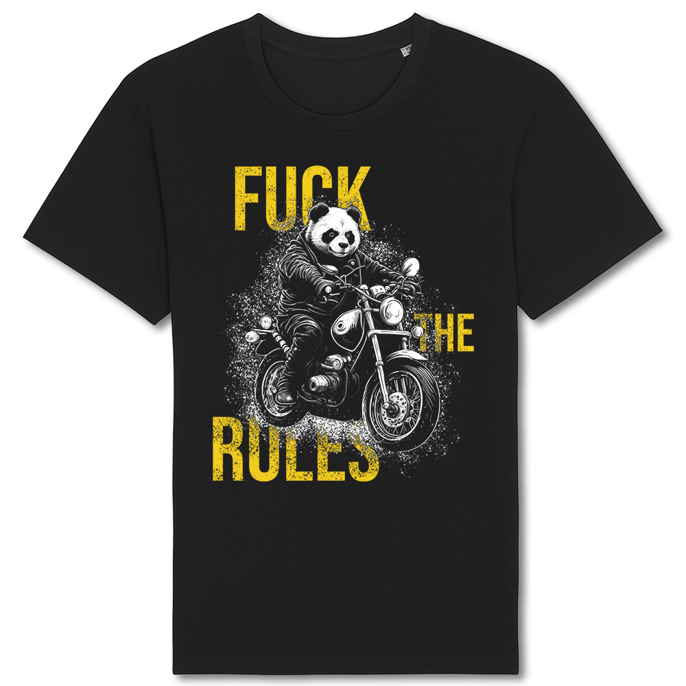 Biker T-Shirt panda fuck the rules